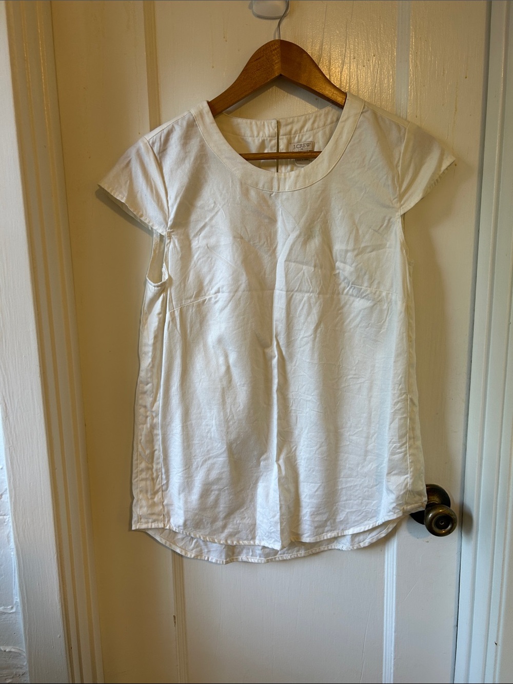 J. Crew White Short Sleeve Tailored Blouse